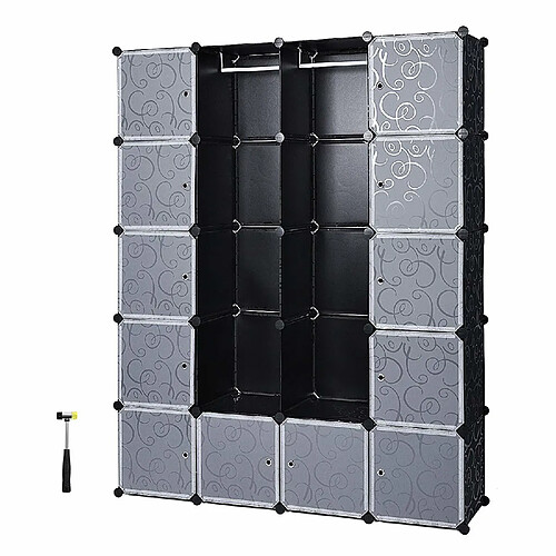 Armoire Etagère de Rangement en Plastique Noire Imprimée LPC30H SONGMICS®