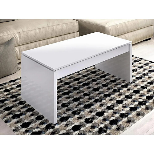 Vente-Unique Table basse BASTIAN - Plateau relevable - Coloris blanc