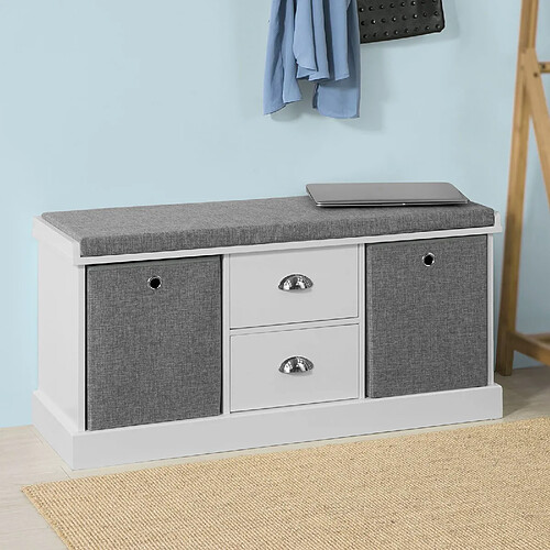 SoBuy FSR66-HG Banc de Rangement avec Coussin Rembourré Commode à Chaussure