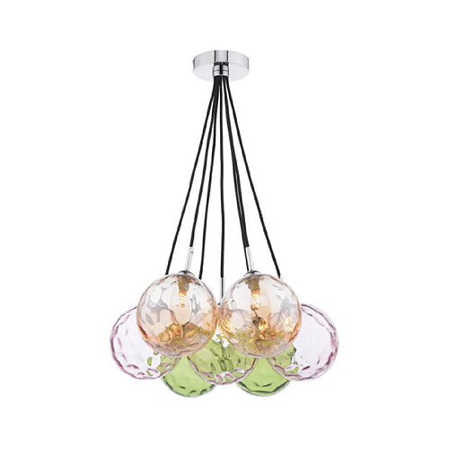 Luminaire Center Suspension Elpis Chrome poli, verre multicolore