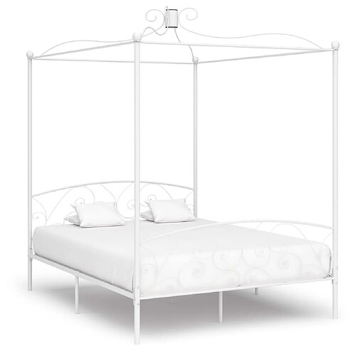 vidaXL Cadre de lit à baldaquin sans matelas blanc métal 180x200 cm