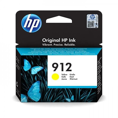 Cartouche d'Encre - Imprimante HP 912 jaune authentique (3YL79AE) pour HP OfficeJet 8010 series/ OfficeJet Pro 8020 series