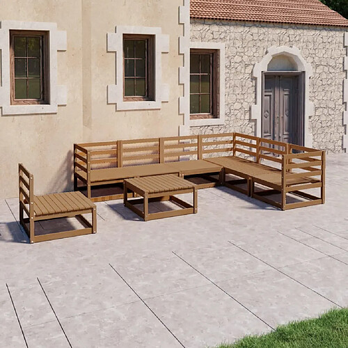 vidaXL Salon de jardin 8 pcs marron miel bois de pin massif