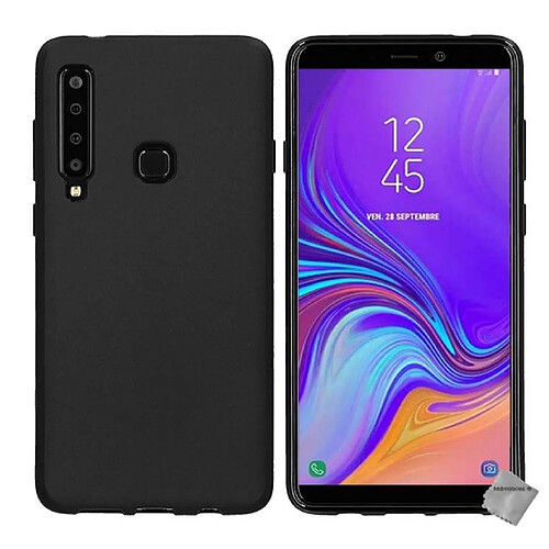 Htdmobiles Coque silicone gel fine pour Samsung Galaxy A9 (2018) + verre trempe - NOIR