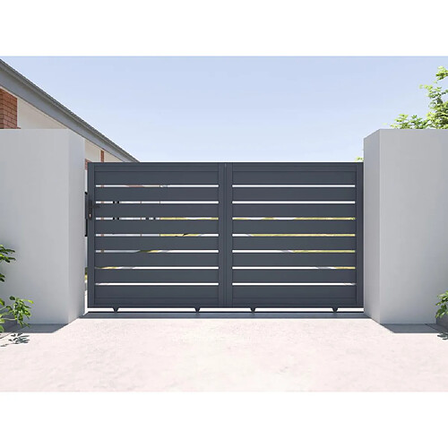 Vente-Unique Portail coulissant aluminium ajouré L324x H165 cm anthracite - PRIMO