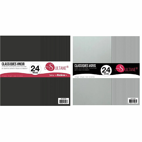 Sultane A Sultanea 48 Papiers Scrapbooking Gris + Noir - 300 g/m²