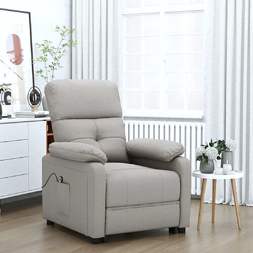 vidaXL Fauteuil inclinable électrique Taupe Tissu