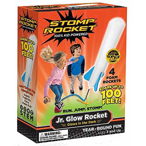 Stomp Rocket Jr Glow Rocket 4 Rockets and Toy Rocket Launcher - Outdoor Rocket Toy Gift for Boys and Girls Ages 3 Years and Up