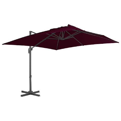 Helloshop26 Parasol déporté avec mât en aluminium 300 x 300 cm rouge bordeaux 02_0008500