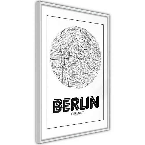 Paris Prix Affiche Murale Encadrée City Map Berlin Round 20 x 30 cm Blanc