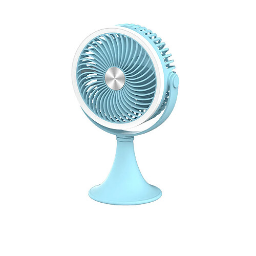 (Bleu) Éclairage Petit Ventilateur de Bureau Intérieur Ventilateur de Bureau Extérieur Chargement Usb Portable