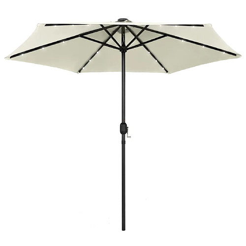 vidaXL Parasol de jardin et lumières LED mât en aluminium blanc sable