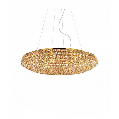 Ideal Lux Suspension Dorée en cristal KING 12 ampoules