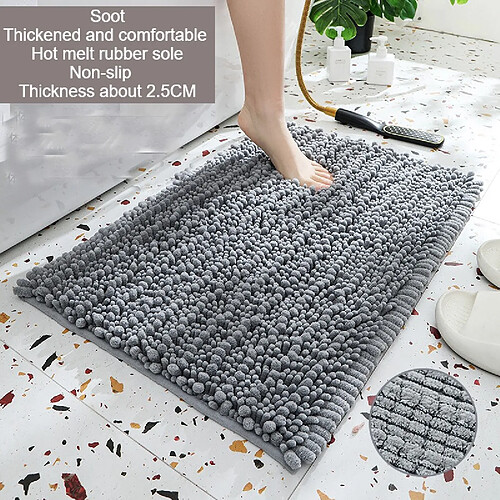 LUUCOZK Tapis de bain antidérapants, absorbants, à séchage rapide, décoration de salle de bain, 51x81cm, suie-Taille standard