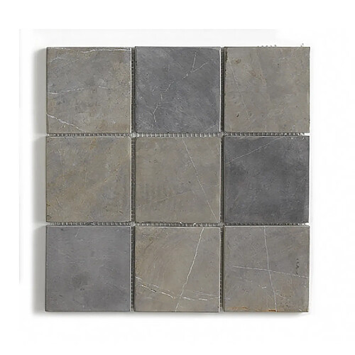 Pegane Carrelage mosaïque / Plaque de mosaïque mur et sol en marbre naturel coloris Gris argent - 30 x 30 cm