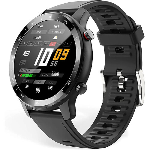 Chrono Montre Connectée Chronus, tracker d'activité 1,28 pouces, trackers de fitness avec moniteur de fréquence cardiaque, Montre Connectée étanche IP67, Montre Connectée de sport compatible avec le téléphone intelligent Android iOS pour hommes femmes(noir)