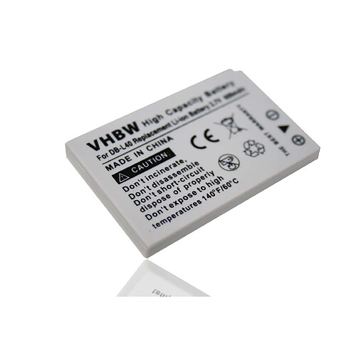 vhbw Li-Ion Batterie 600mAh (3.7 V) compatible pour Sanyo Xacti VPC-HD1, VPC-HD2, VPC-HD700, DMX-HD1, DMX-HD2, DMC-FE30 remplace DB-L40, DB-L40AU.