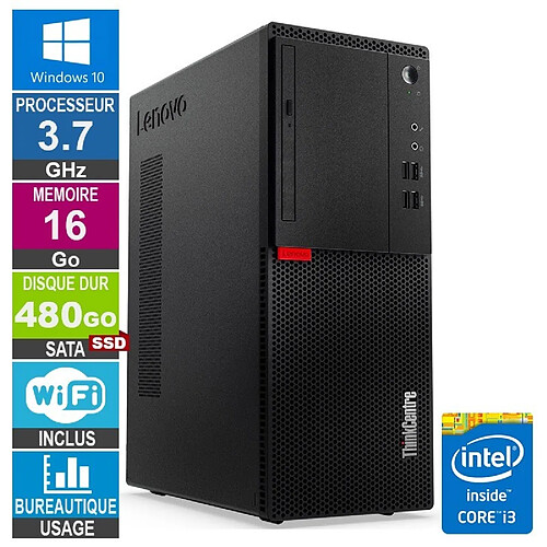 Lenovo M710T i3-6100 3.70GHz 16Go/480Go SSD Wifi W10 · Reconditionné