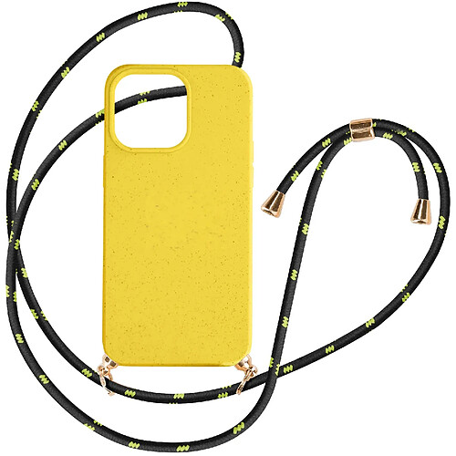 Avizar Coque cordon pour iPhone 15 Pro Silicone Recyclable Classic Case Bio Jaune