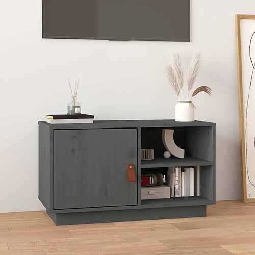 Maison Chic Meuble TV scandinave - Banc TV pour salon Gris 70x34x40 cm Bois de pin massif -MN60604