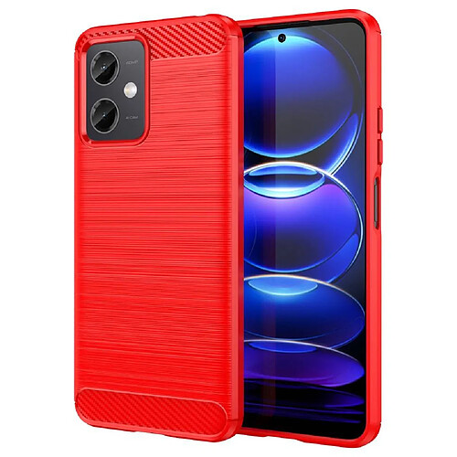 Htdmobiles Coque pour Xiaomi Poco X5 5G / Redmi Note 12 5G - housse etui silicone gel carbone + film ecran - ROUGE