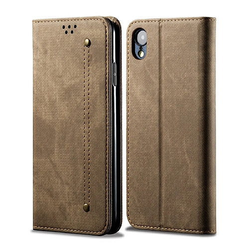 Wewoo Housse Coque Pour iPhone XR Denim Texture Etui en cuir avec rabat horizontal et style décontracté porte-cartes et portefeuille