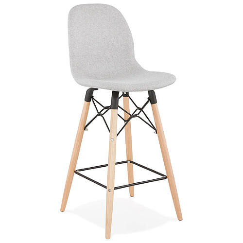 Alterego Tabouret snack mi-hauteur 'GALACTIK MINI' en tissu gris clair style scandinave