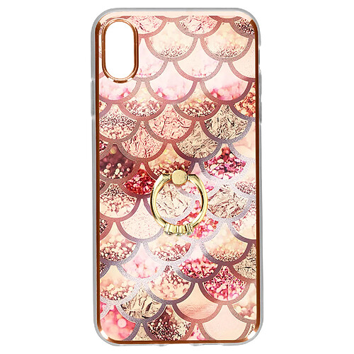 Avizar Coque iPhone XS Max Bi-matière avec Bague de Maintien Motif Écaille Rose