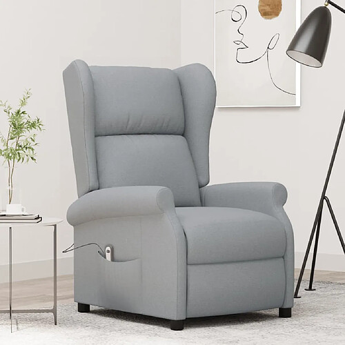 vidaXL Fauteuil inclinable électrique à oreilles gris clair tissu