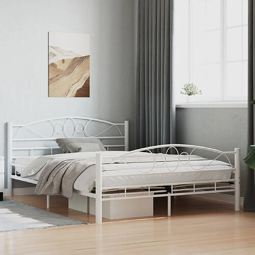 vidaXL Cadre de lit sans matelas blanc métal 140x200 cm