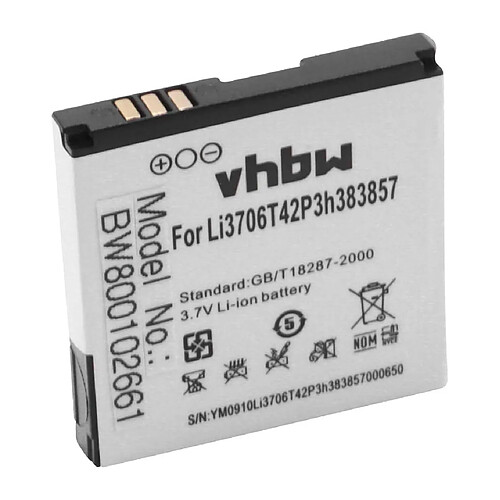 Vhbw Batterie LI-ION pour VODAFONE 225, T-Mobile Vary Touch, Orange Vegas, ZTE R710, MBP890E, A34, A39, C300, C332, C321+ remplace Li3706T42P3h413457