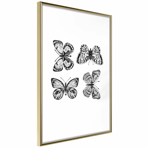 Paris Prix Affiche Murale Encadrée Butterfly Collection IV 30 x 45 cm Or