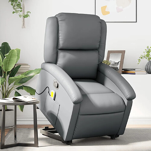 vidaXL Fauteuil inclinable de massage Gris Similicuir