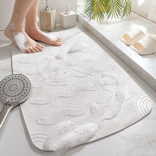 LUUCOZK Tapis de bain antidérapants, absorbants, à séchage rapide, décoration de salle de bain, blanc-45x75cm