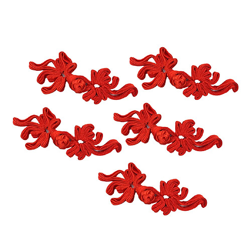 5 Paires Bouton De Grenouille Noeud Chinois Poisson Rouge Pour Hanfu Hangbag Bricolage Or Rouge