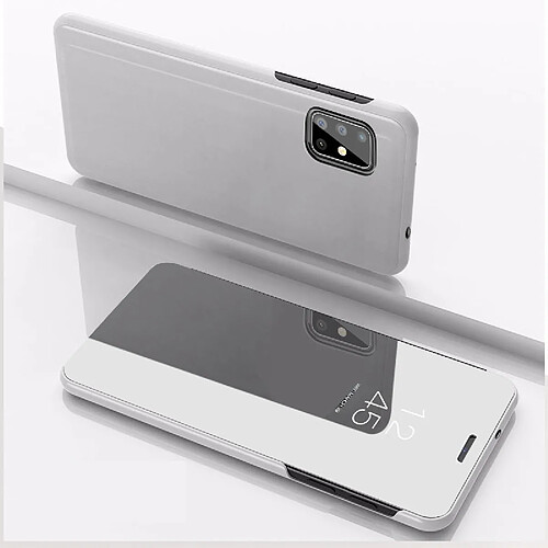 Wewoo Coque Pour Galaxy A71 miroir plaqué en cuir à rabat horizontal avec support étui téléphone portable argent