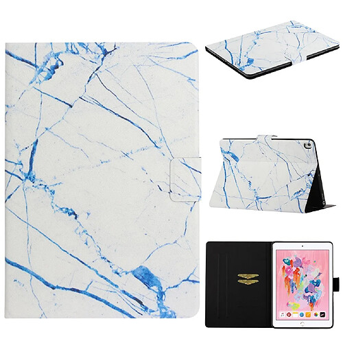 Etui en PU impression de motifs avec support et porte-cartes marbre bleu pour votre Apple iPad 10.2 (2019)