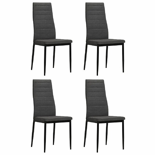 Decoshop26 Lot de 4 chaises de salle à manger cuisine cadre métallique en tissu gris foncé CDS021547