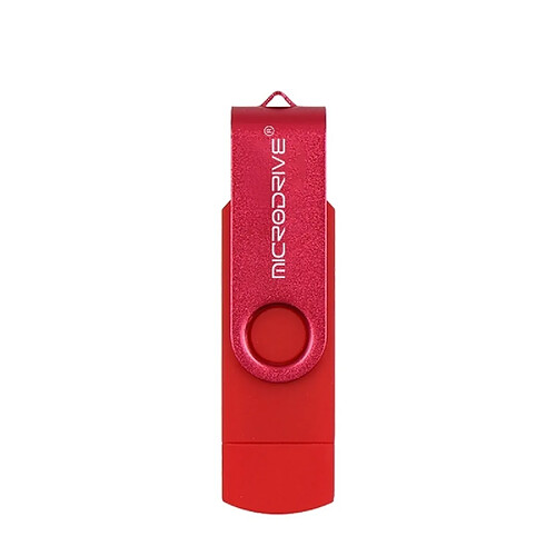 Wewoo Clé USB Ordinateur mobile MicroDrive 32 Go USB 2.0 - Disque U pivotant OTG en métal à double usage Rouge