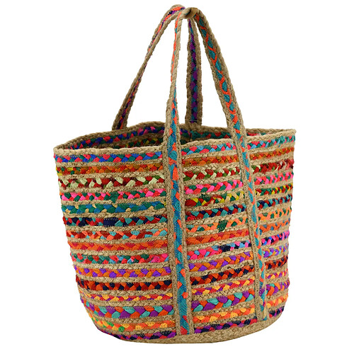 Aubry Gaspard Sac de plage en jute naturelle et coton.