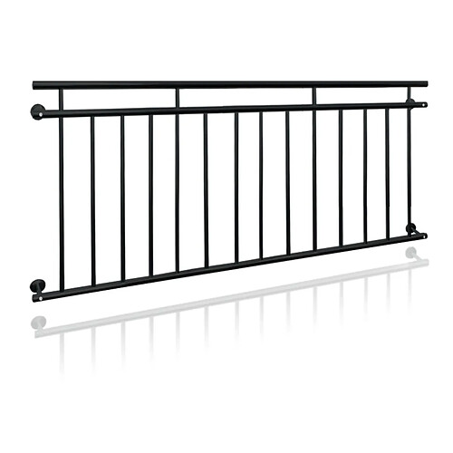 Ecd Germany Garde-corps balcon à la francaise appui rambarde noir en acier 184 x 90 cm