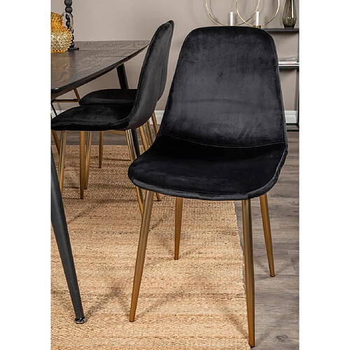 Maison Chic Lot de 2 Chaises à manger,Chaise pour cuisine,Solide Structure Polar velours noir et laiton -MN65666