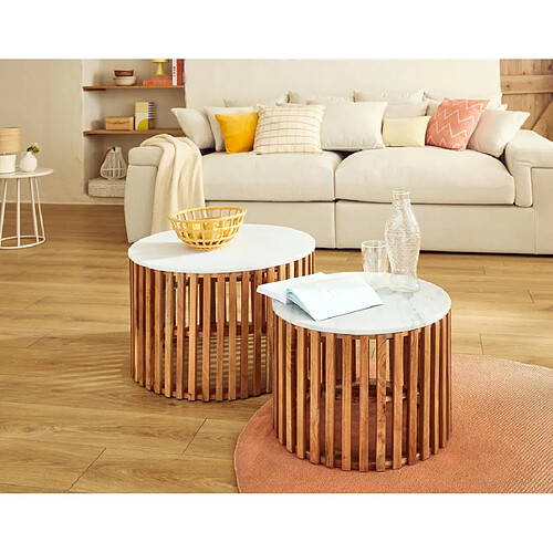 Lisa Design Utara - lot de 2 tables basses - en bois massif de manguier - 65 et 50 cm