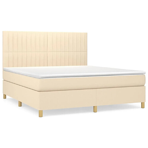 Maison Chic Lit adulte- Lit + matelas,Sommier à lattes de lit avec matelas Crème 180x200 cm Tissu -GKD67983