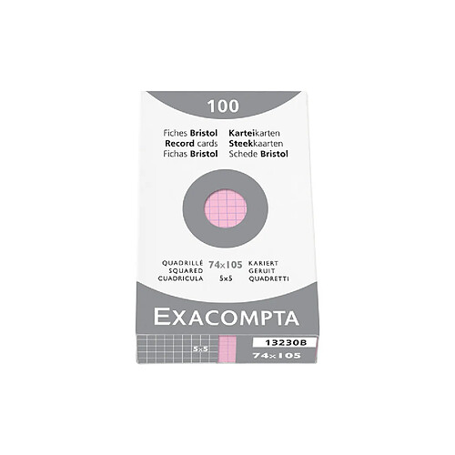 EXACOMPTA Fiches bristol, A7, quadrillé, rose ()