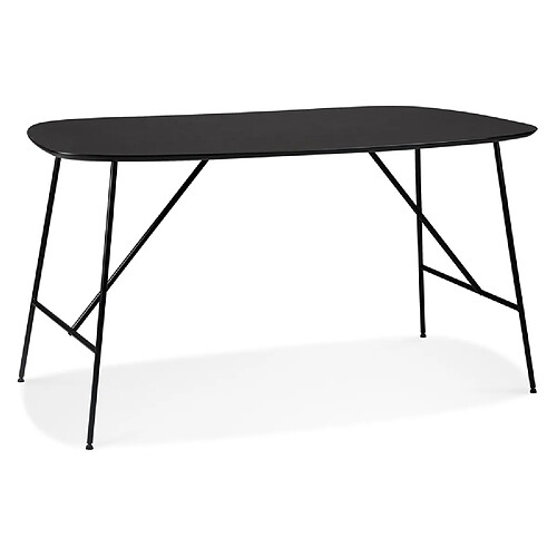 Alterego Petite table/bureau 'FIONA' en bois finition Chêne noir