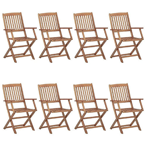 Maison Chic Lot de 8 Chaises pliables de jardin - Fauteuil d'extérieur avec coussins Bois d'acacia -MN13942