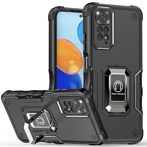 Coque en TPU anti-empreintes digitales avec béquille, noir pour votre Xiaomi Redmi Note 11 4G (Qualcomm)/Redmi Note 11S 4G