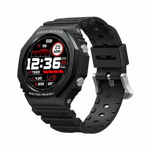 Ares 2 Montre Intelligente Robuste 1.09 Pouces Écran Hd Oxygène Sanguin Surveillance De La Pression Artérielle Noir