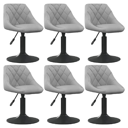 vidaXL Chaises pivotantes à manger lot de 6 gris clair velours